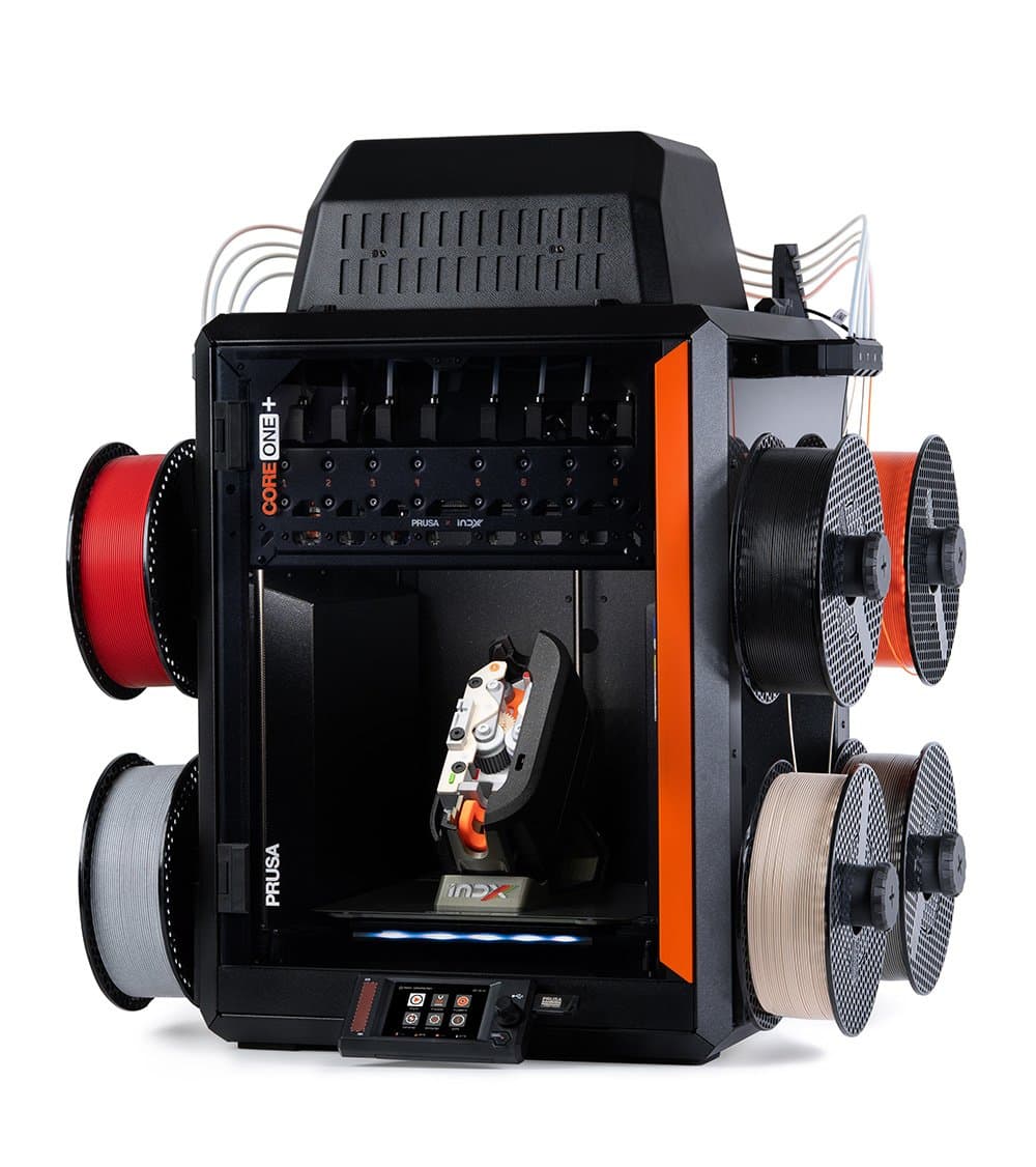 CORE One+ with INDX installed, showing tool docking stations