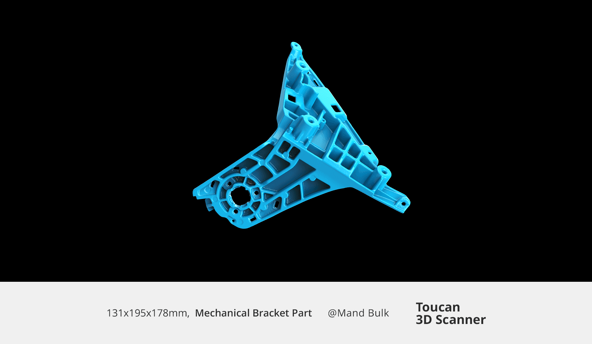 3D scanned model of a mechanical bracket part showcasing Toucan's precision.