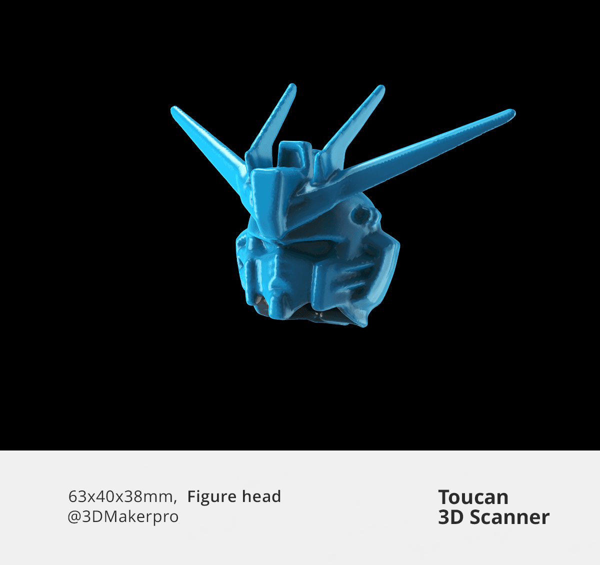 High-detail 3D scan of a figure head model produced by Toucan 3D scanner.