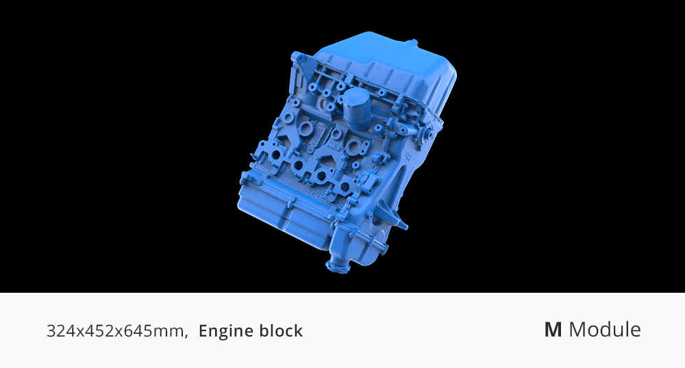 Automotive engine block 3D scan demonstrating the 3DMakerpro Turtle M Module.