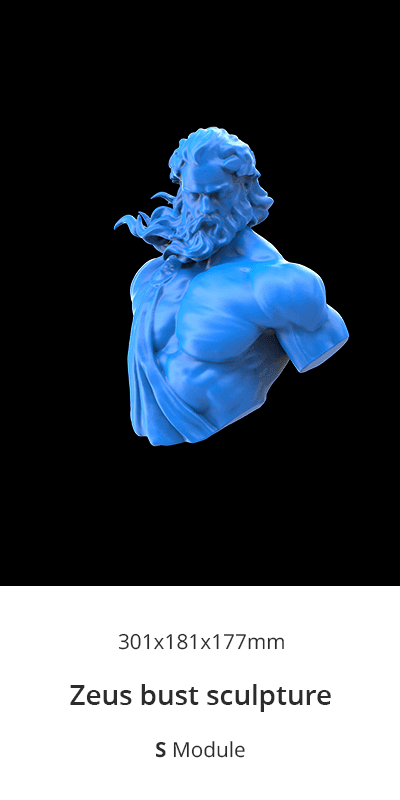 Intricate Zeus bust sculpture 3D scan captured by 3DMakerpro Turtle S Module.