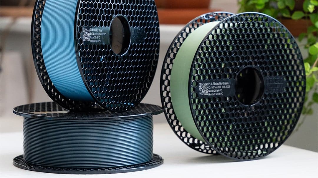 Prusament filament spools in various colors