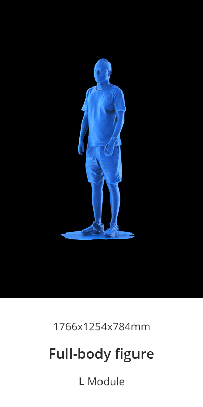 Human full-body figure 3D scan captured effortlessly with 3DMakerpro Turtle L Module.